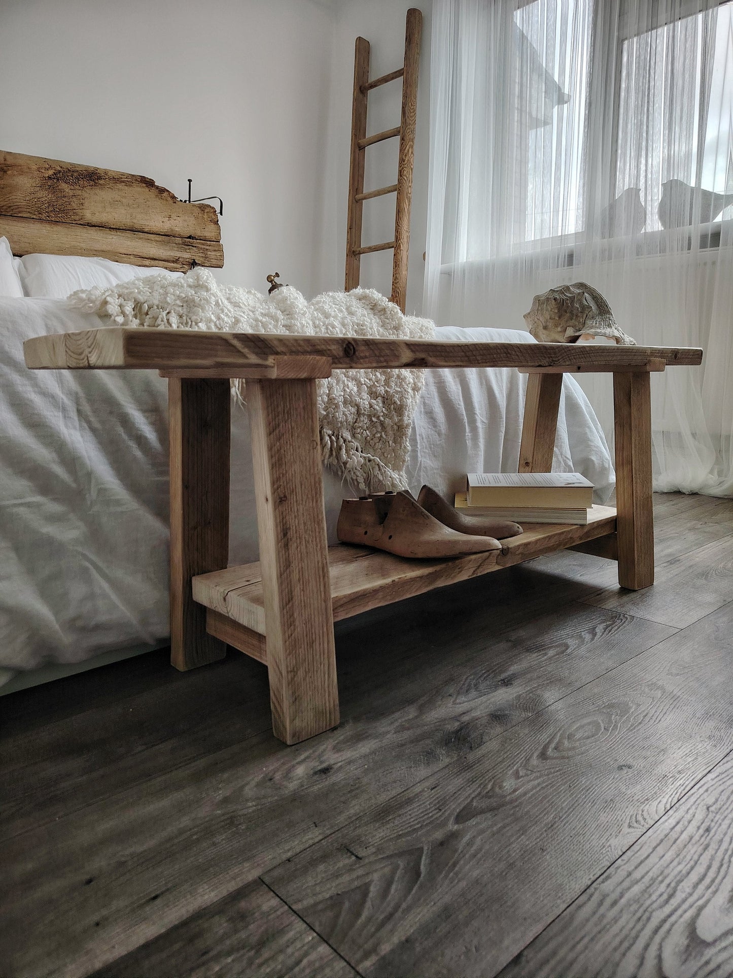 Rustic Narrow Wooden Bench CHAMELEON