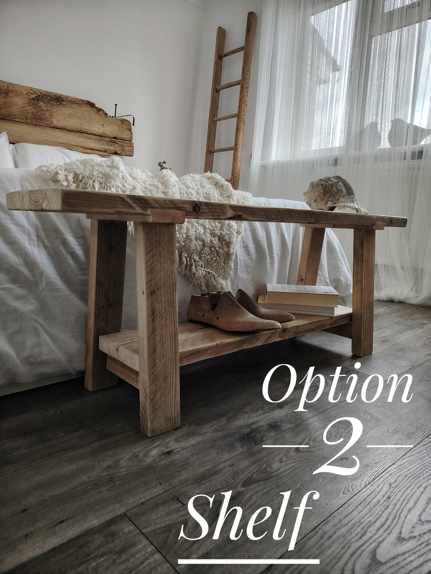 Rustic Narrow Wooden Bench CHAMELEON