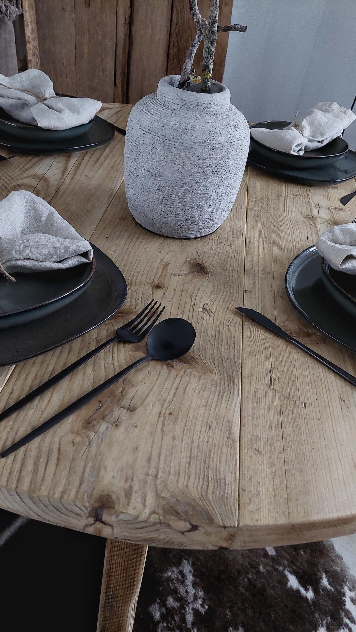 Rustic Solid Wood Round Dining Table MOON