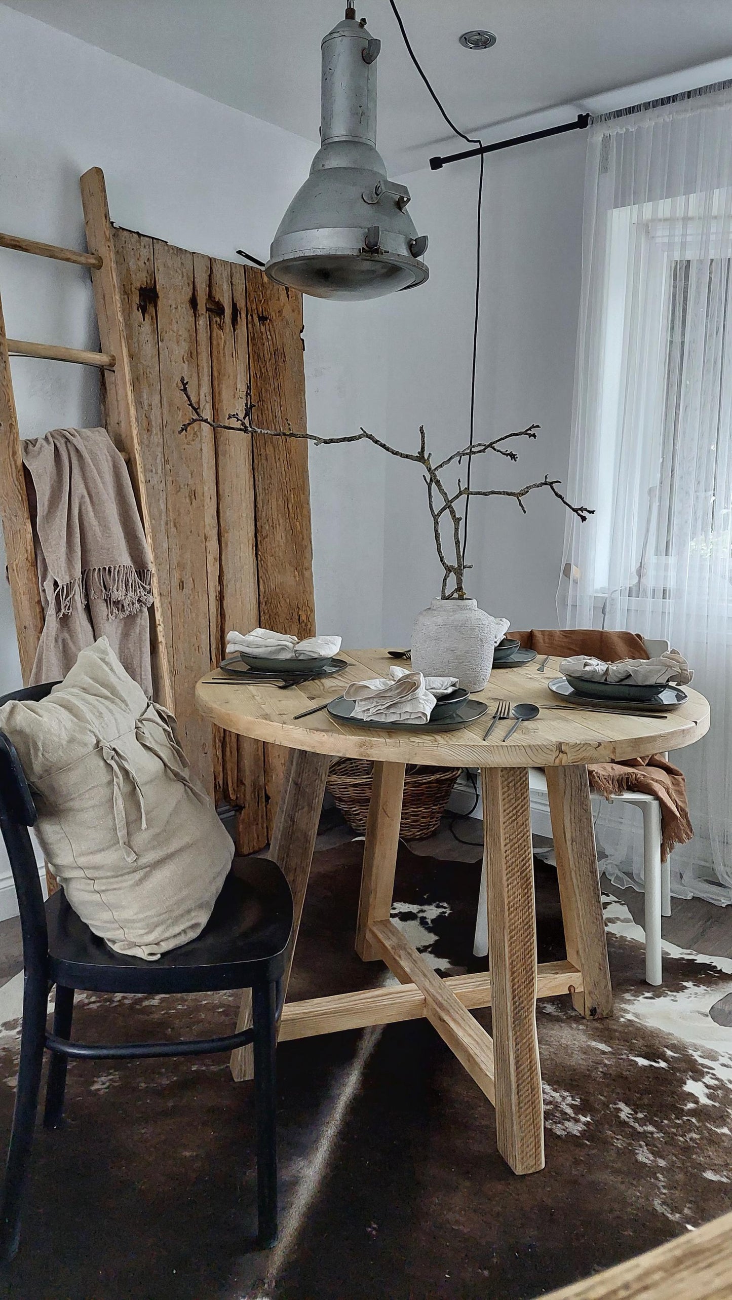 Rustic Solid Wood Round Dining Table MOON