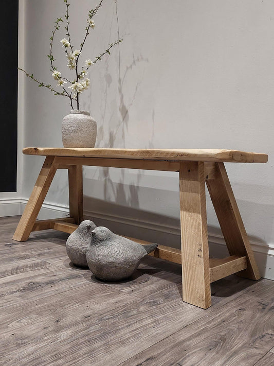 Handcrafted Rustic Farmhouse Wooden Bench for Dining, Entryway, Hallway, Bathroom, Kitchen Seating