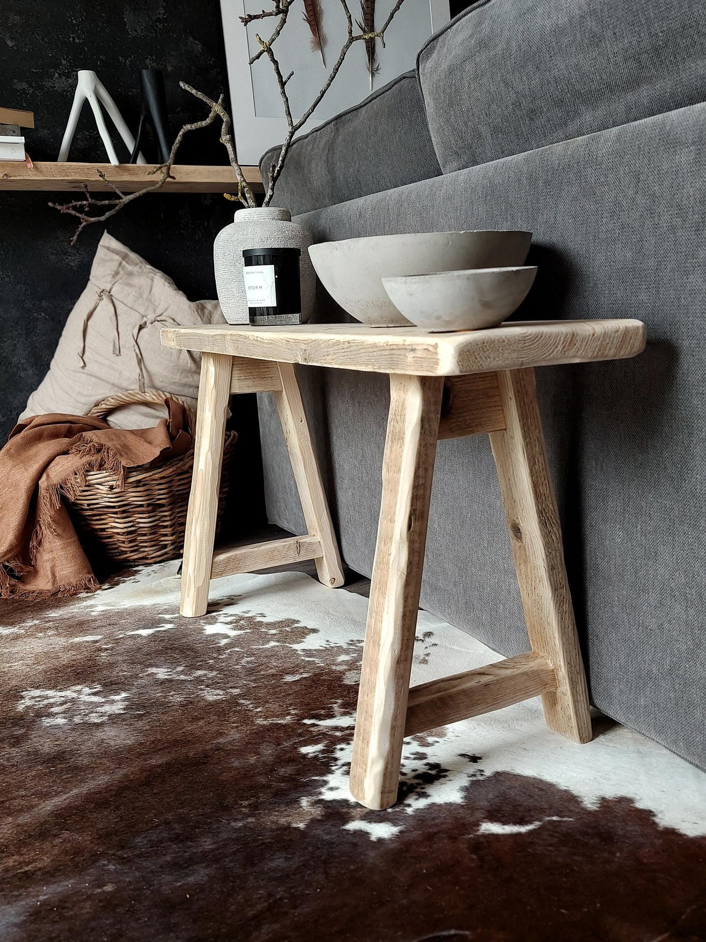 Rustic Reclaimed Wooden Farmhouse Bench for Dining, Entryway & Narrow Spaces - Handcrafted Furniture Skinny bench