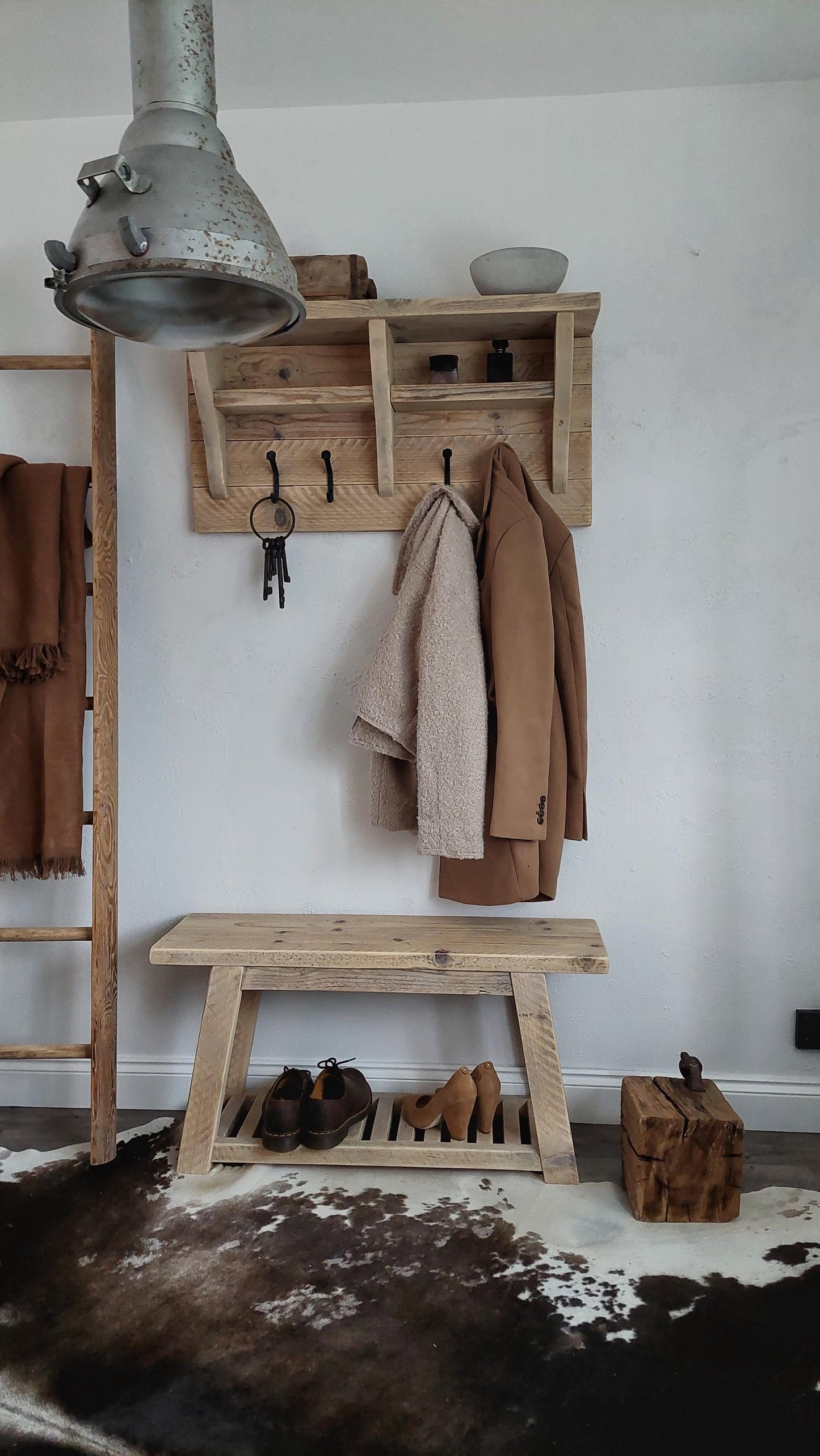 Rustic Bench with shoe storage