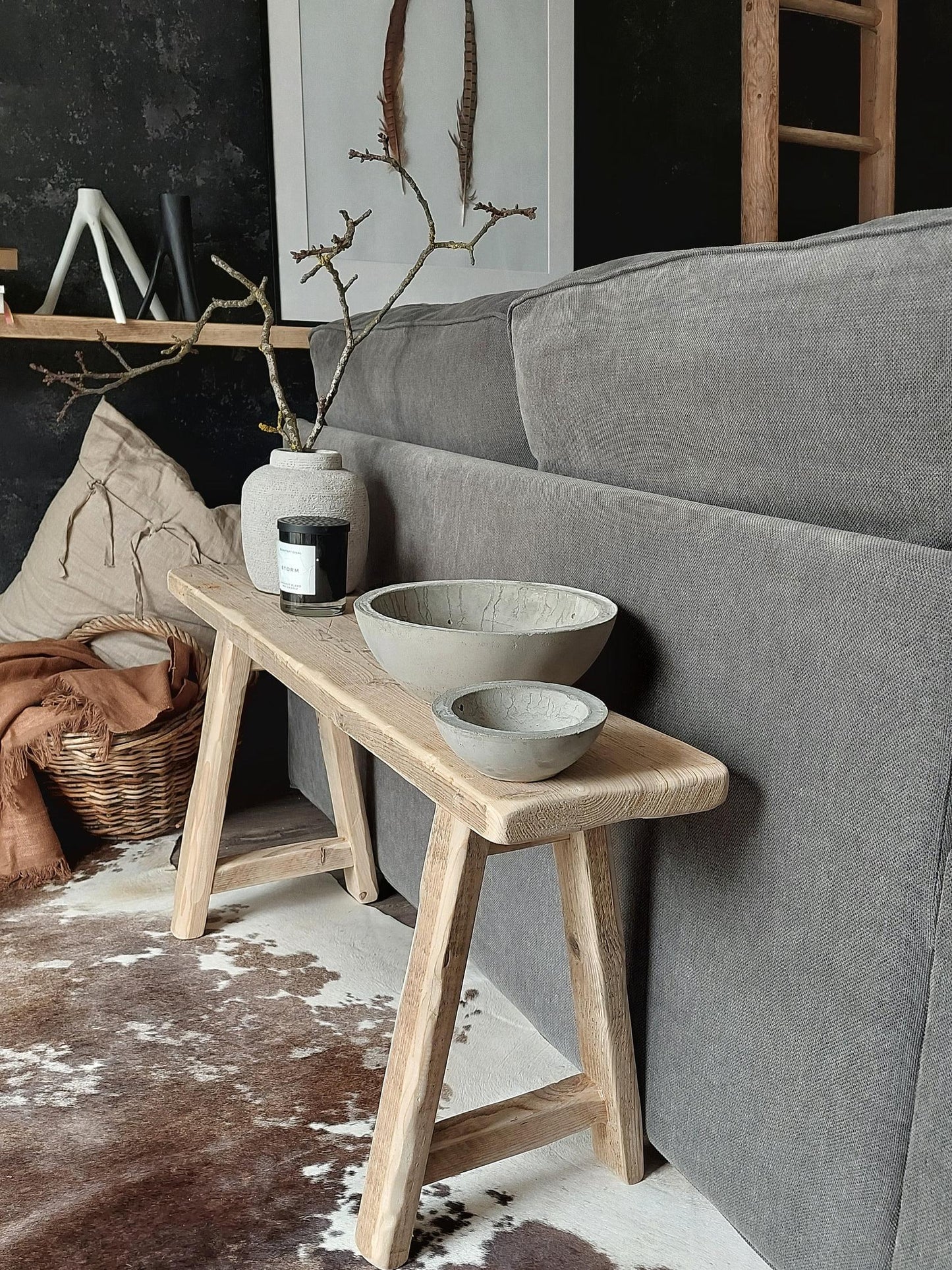 Rustic Reclaimed Wooden Farmhouse Bench for Dining, Entryway & Narrow Spaces - Handcrafted Furniture Skinny bench