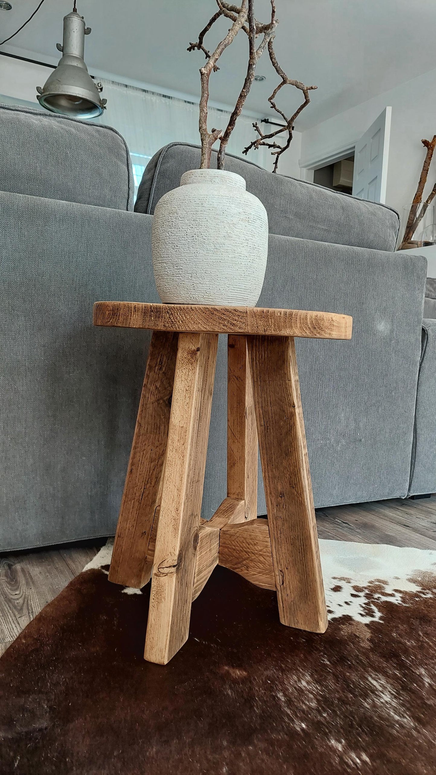 Rustic Wooden Bedside Table Nightstand Side Stool