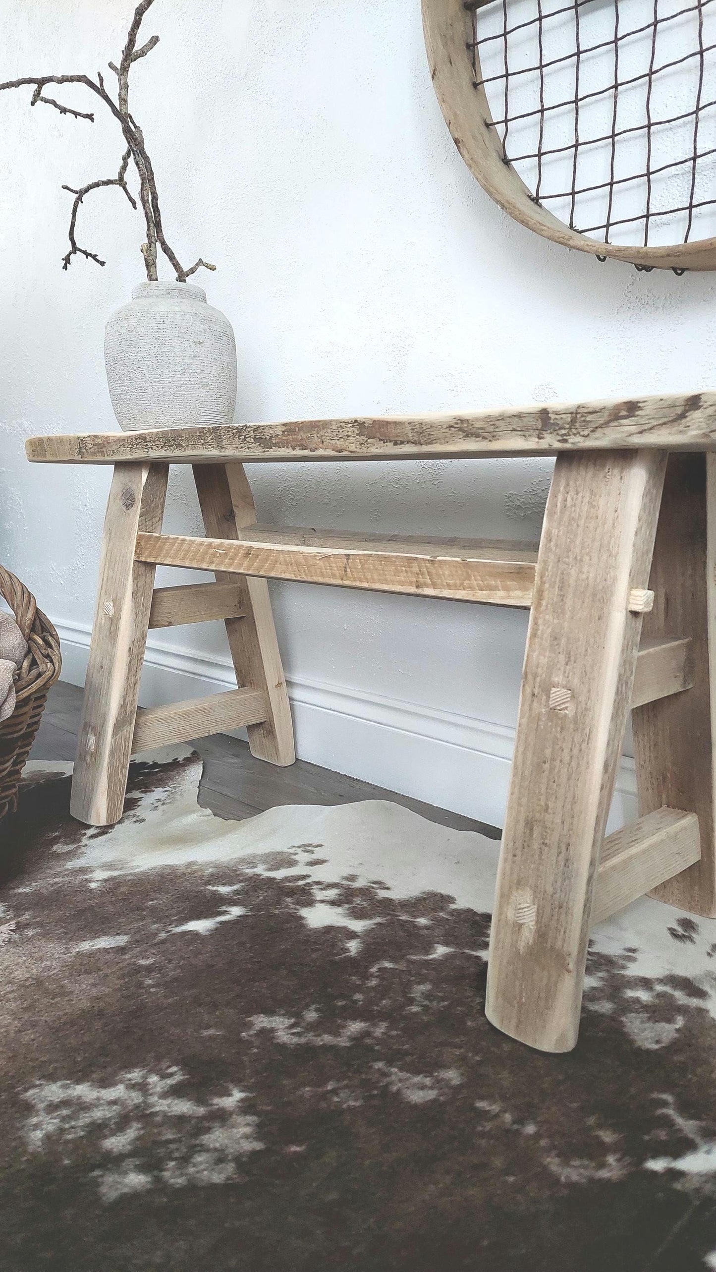 Rustic Wooden Bench: Reclaimed Wood Furniture for Dining Room, Hallway, Entryway & More