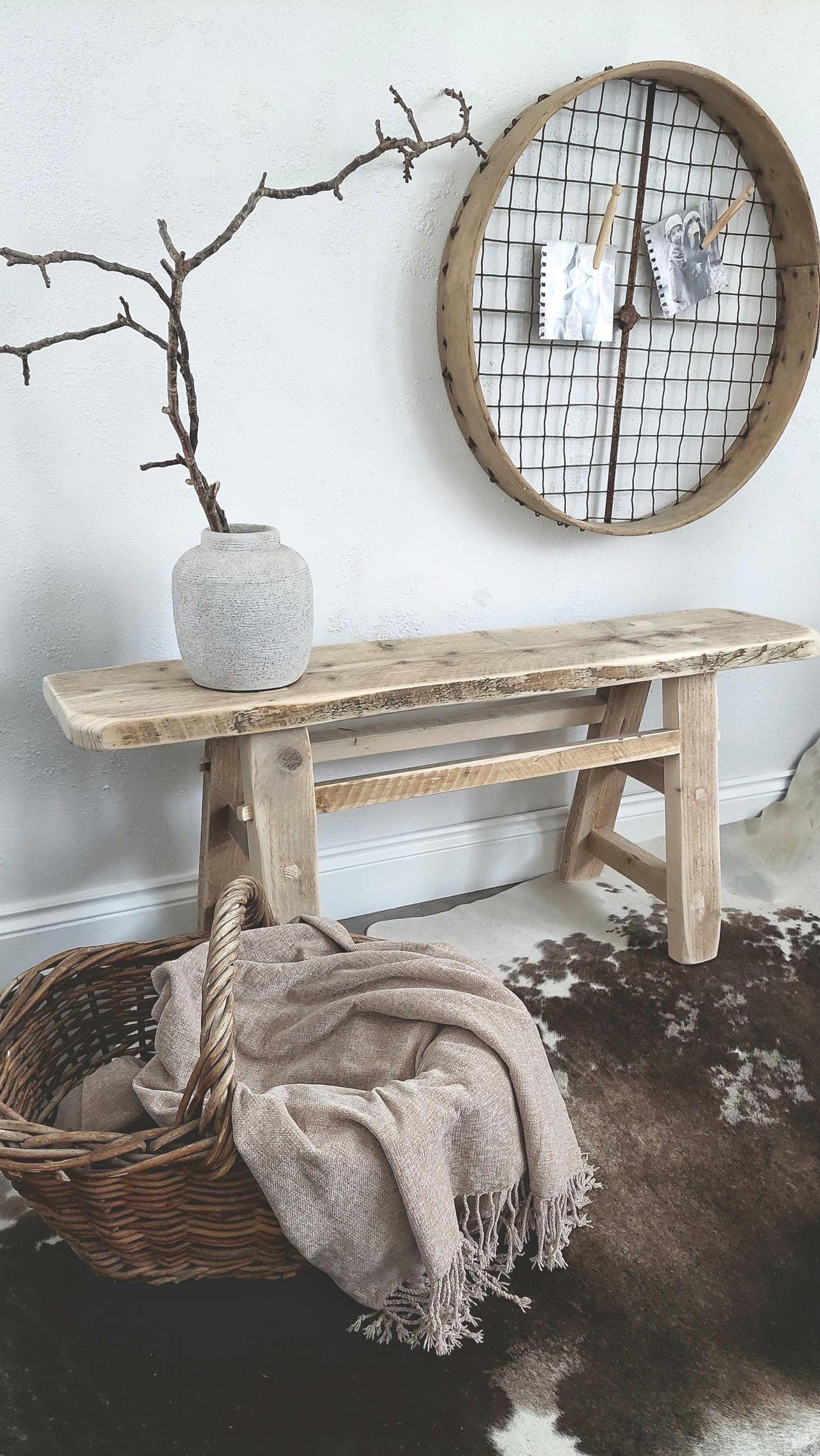 Rustic Wooden Bench: Reclaimed Wood Furniture for Dining Room, Hallway, Entryway & More
