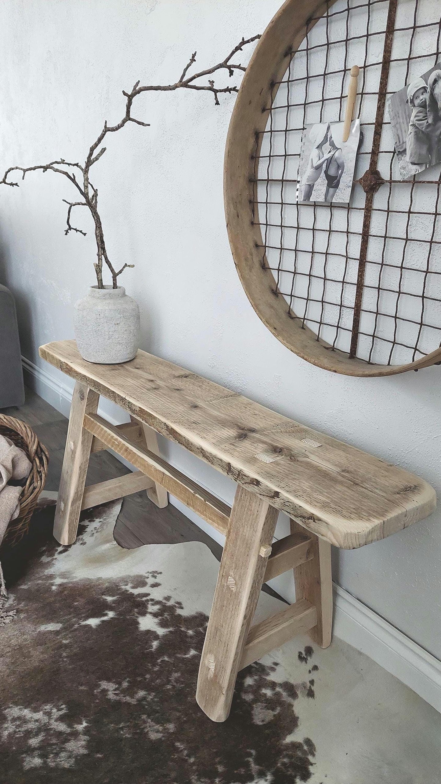 Rustic Wooden Bench: Reclaimed Wood Furniture for Dining Room, Hallway, Entryway & More