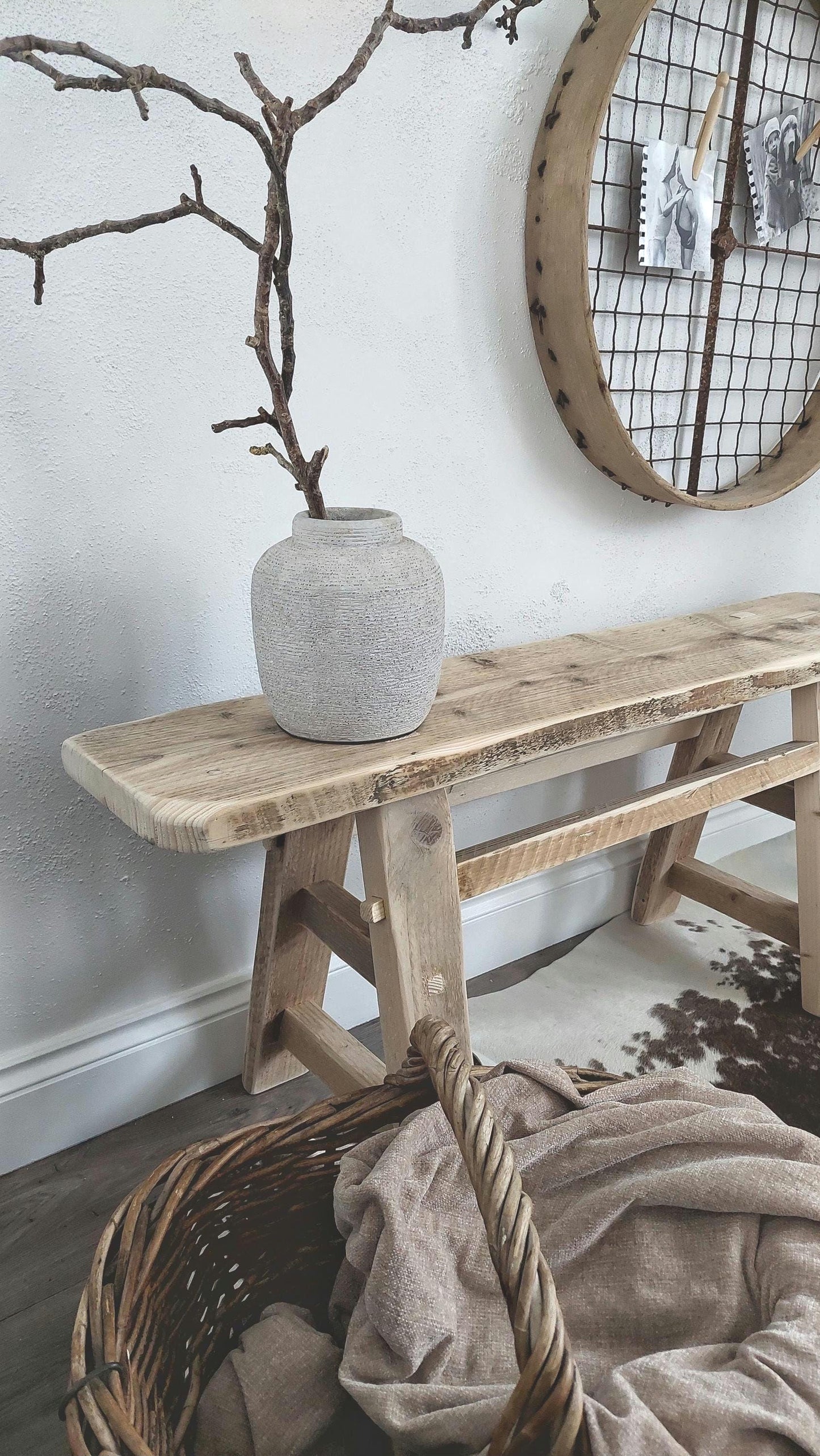 Rustic Wooden Bench: Reclaimed Wood Furniture for Dining Room, Hallway, Entryway & More