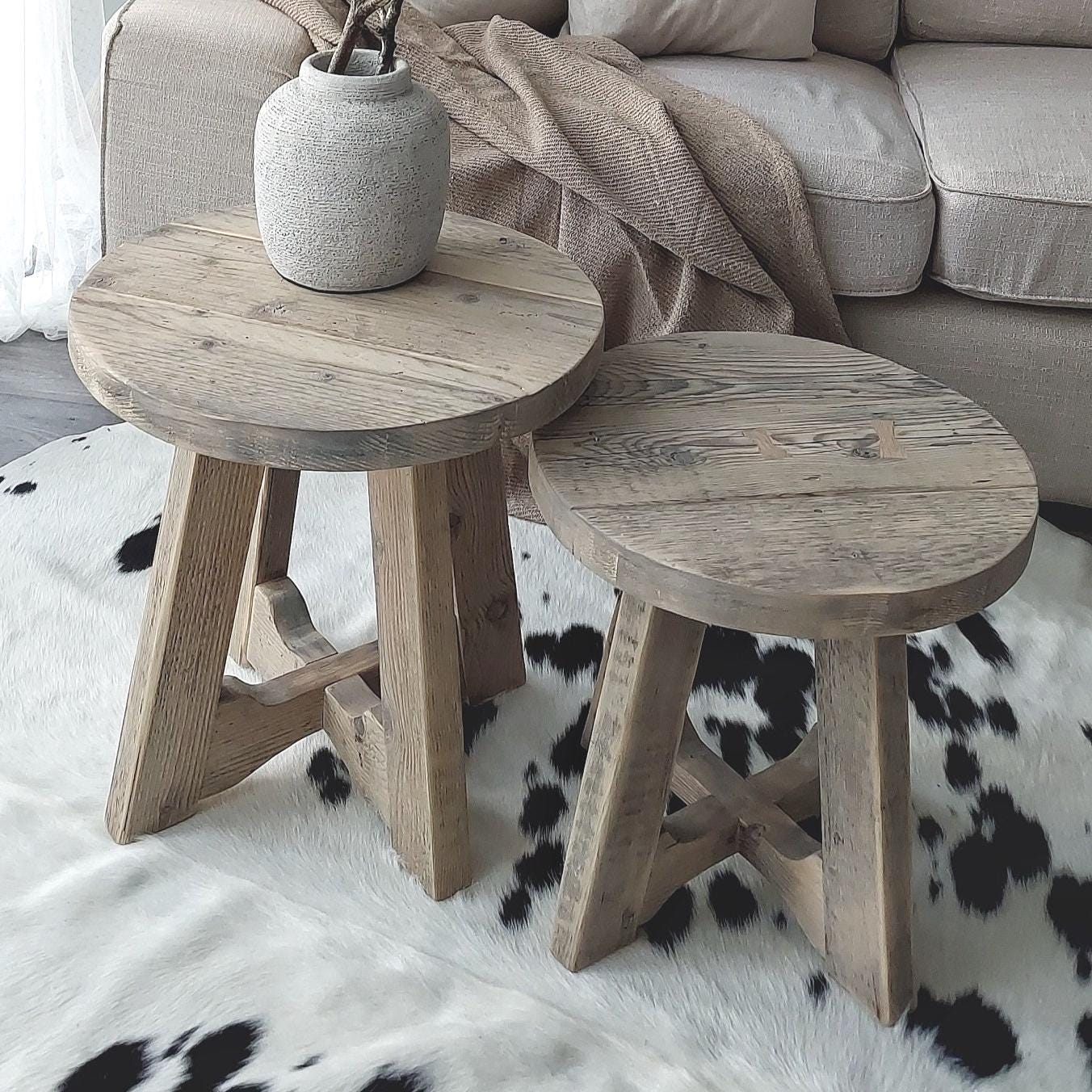 Rustic Wood Nesting Round Coffee Table GEMINI