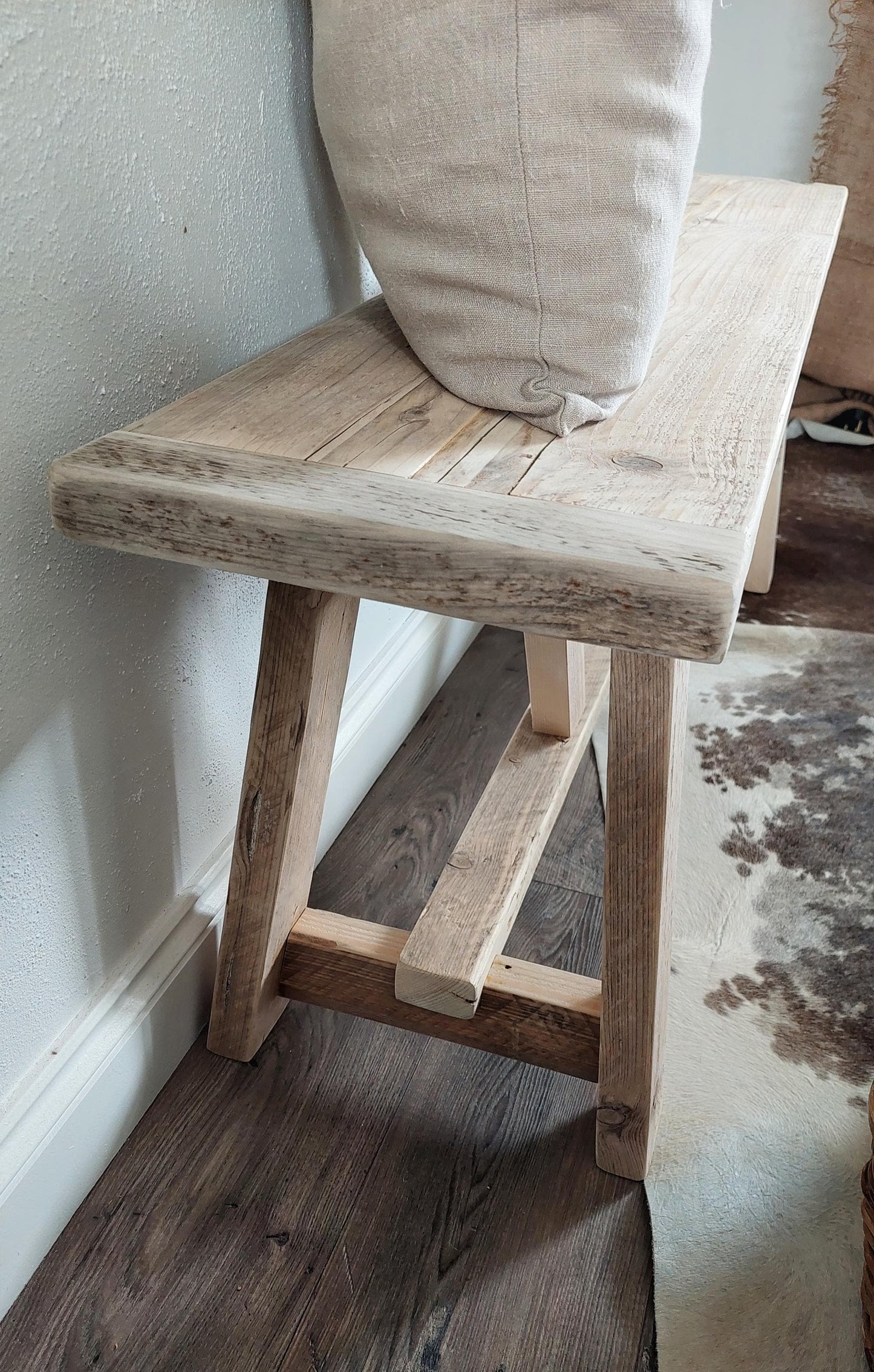 Narrow Rustic Wooden Bench | Farmhouse Entryway or Dining Table Bench| Handmade Solid Wood Furniture