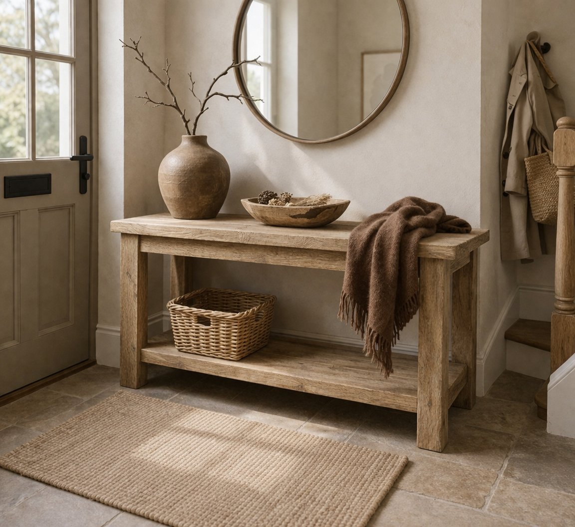 Reclaimed Wood Console Table – Handmade Hallway Bench
