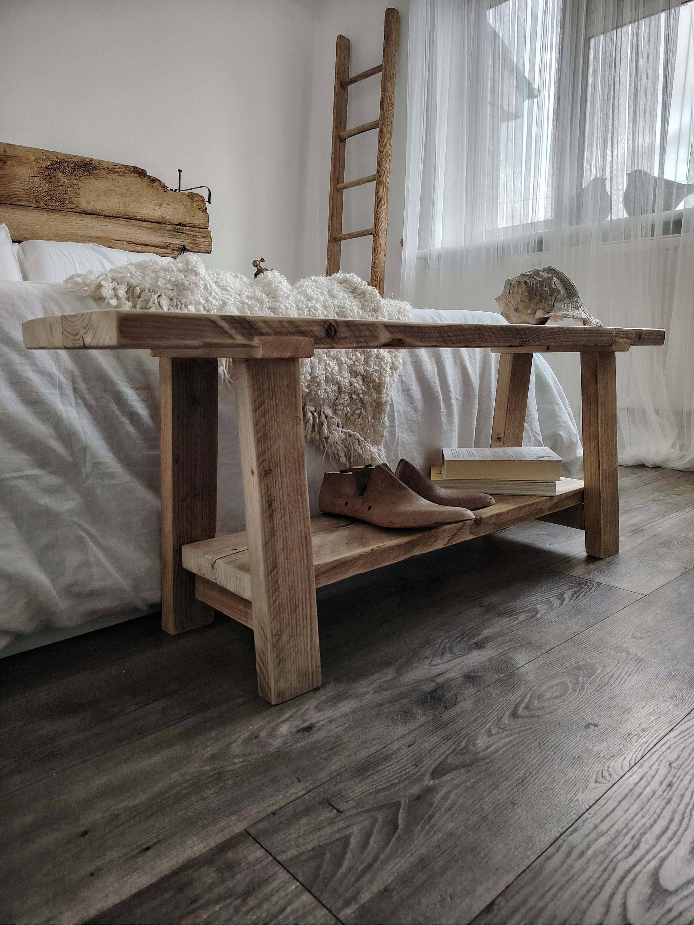 Rustic Narrow Wooden Bench CHAMELEON – AGGDAN