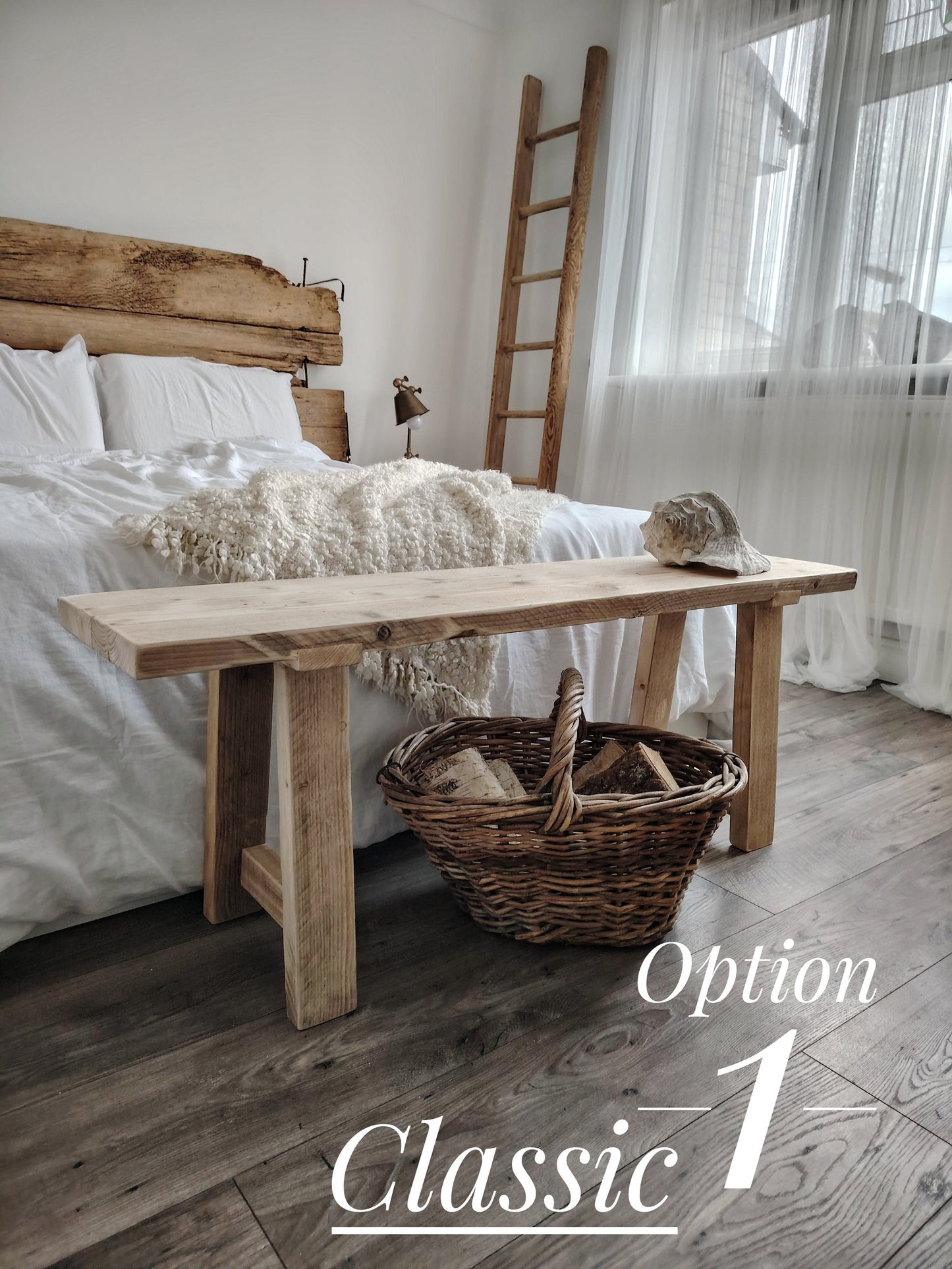 Rustic Narrow Wooden Bench CHAMELEON