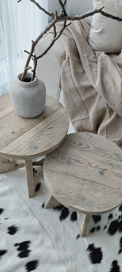 Rustic Wood Nesting Round Coffee Table GEMINI