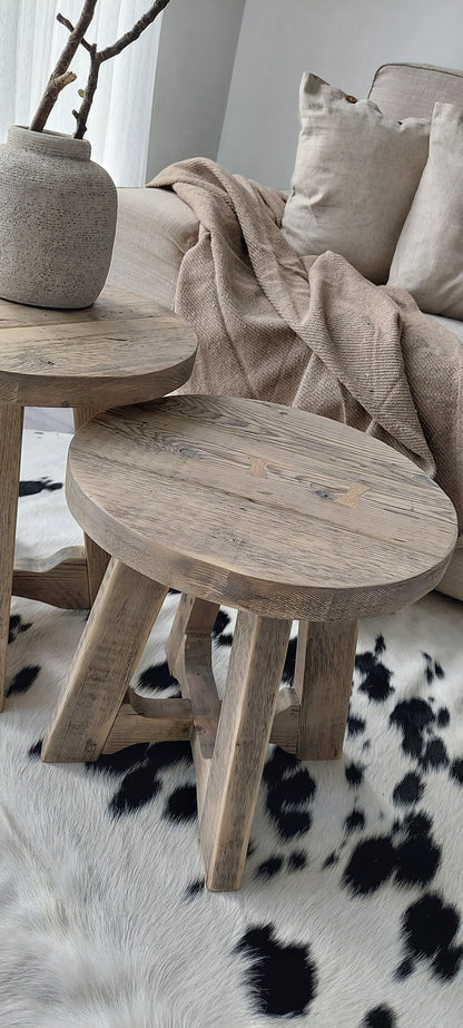 Rustic Wood Nesting Round Coffee Table GEMINI