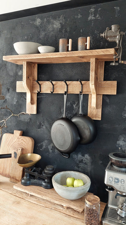 Rustic Coat Rack with Shelf / Kitchen Rack