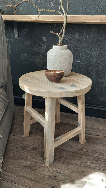 Rustic Wooden Round Bedside Table / Rustic Wooden Stool