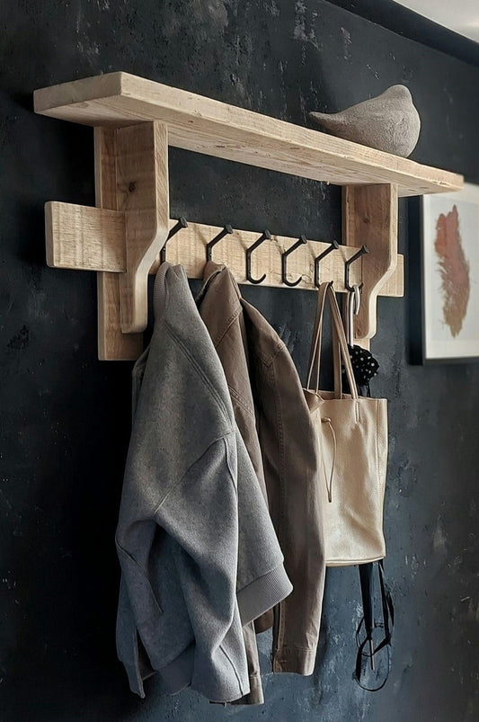 Rustic Coat Rack with Shelf / Kitchen Rack