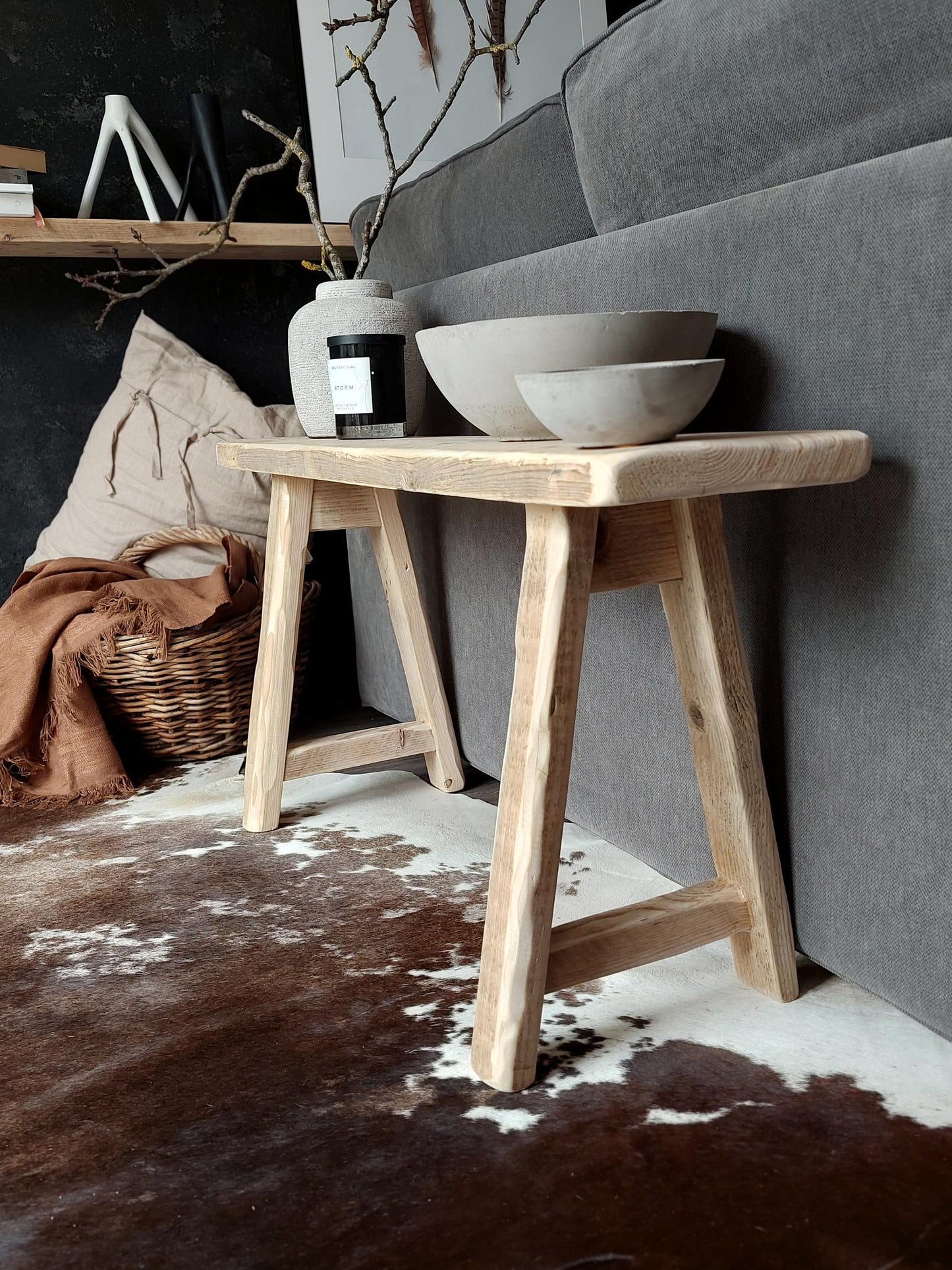 Rustic Reclaimed Wooden Farmhouse Bench for Dining, Entryway & Narrow Spaces - Handcrafted Furniture Skinny bench