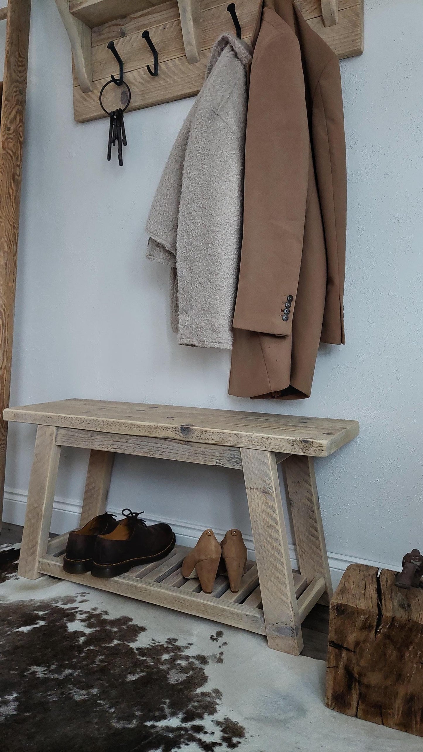 Rustic Bench with shoe storage