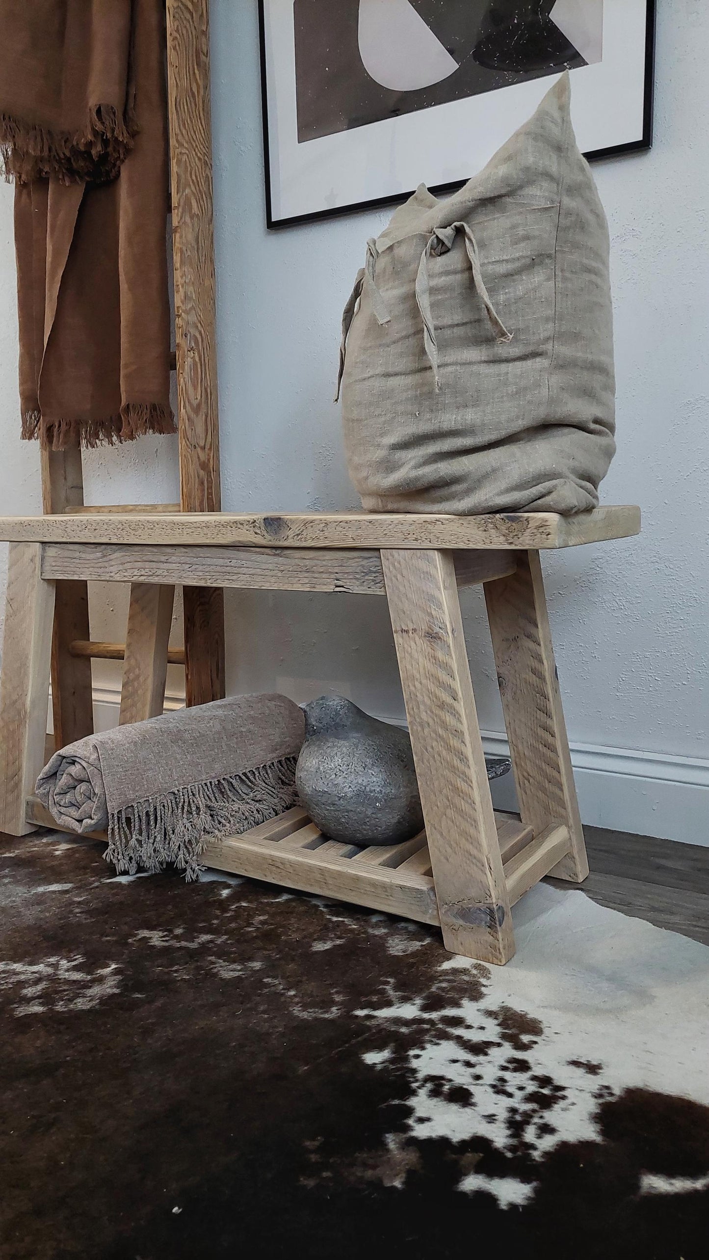 Rustic Bench with shoe storage
