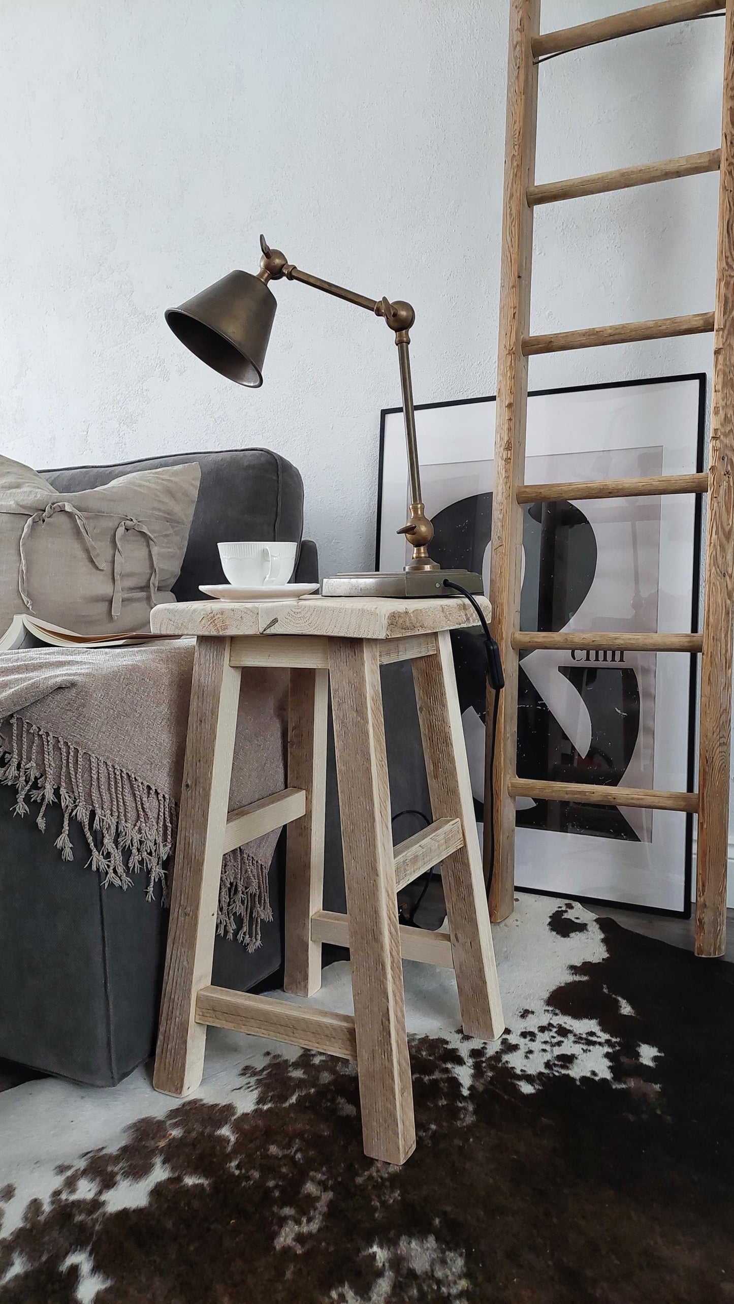 Rustic Wooden Side Table/ Wooden Square Stool