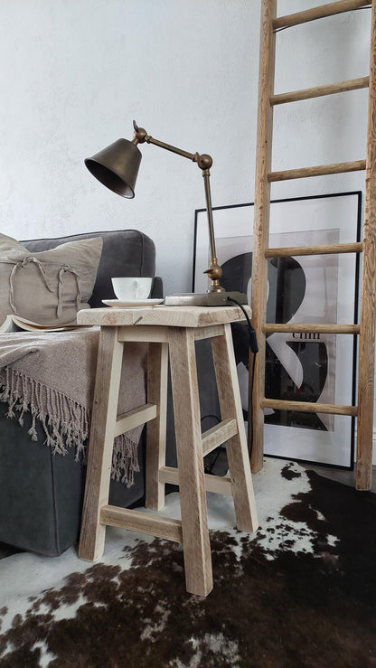 Rustic Wooden Side Table/ Wooden Square Stool