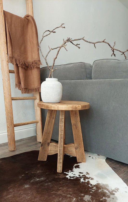 Rustic Wooden Bedside Table Nightstand Side Stool
