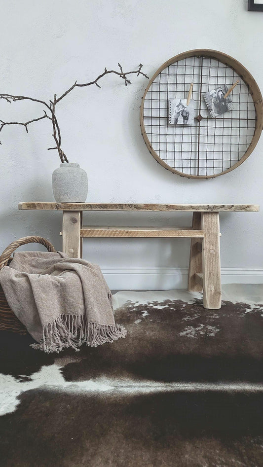Rustic Wooden Bench: Reclaimed Wood Furniture for Dining Room, Hallway, Entryway & More