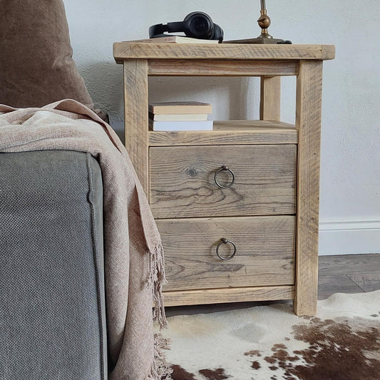 Rustic Wooden Bedside Table