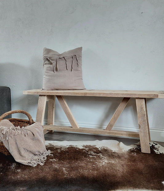 Narrow Rustic Wooden Bench | Farmhouse Entryway or Dining Table Bench| Handmade Solid Wood Furniture