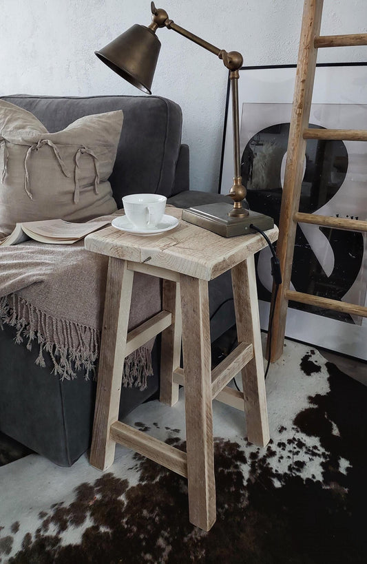 Rustic Wooden Side Table/ Wooden Square Stool
