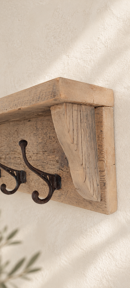 Reclaimed Wood Coat Rack with Shelf