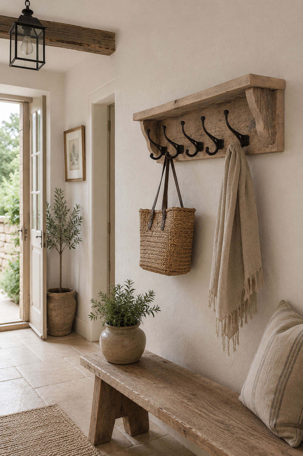 Reclaimed Wood Coat Rack with Shelf