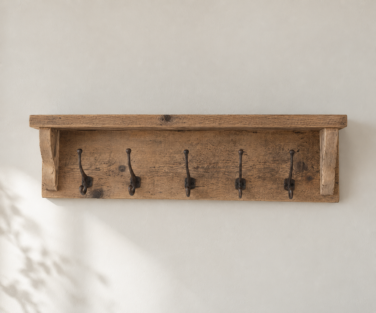 Reclaimed Wood Coat Rack with Shelf