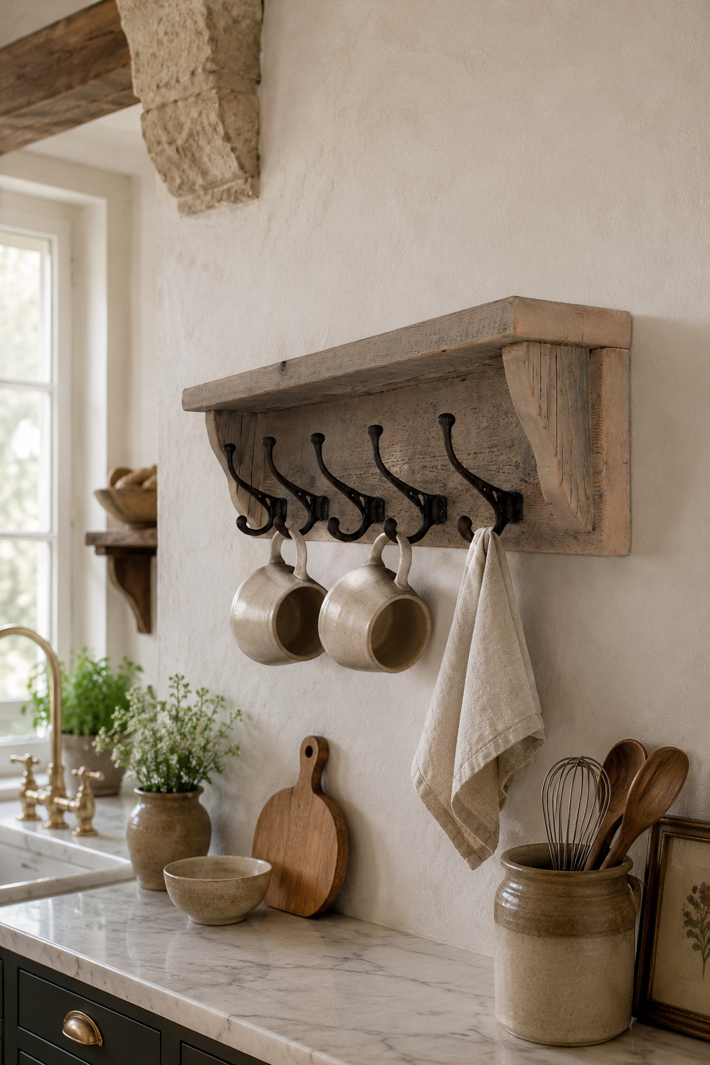 Reclaimed Wood Coat Rack with Shelf