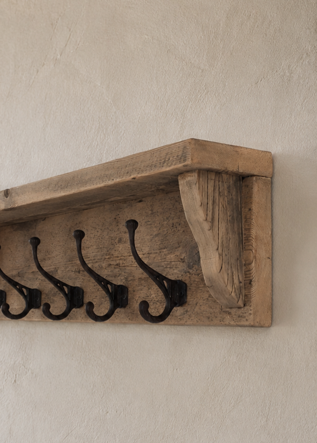 Reclaimed Wood Coat Rack with Shelf