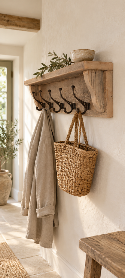 Reclaimed Wood Coat Rack with Shelf